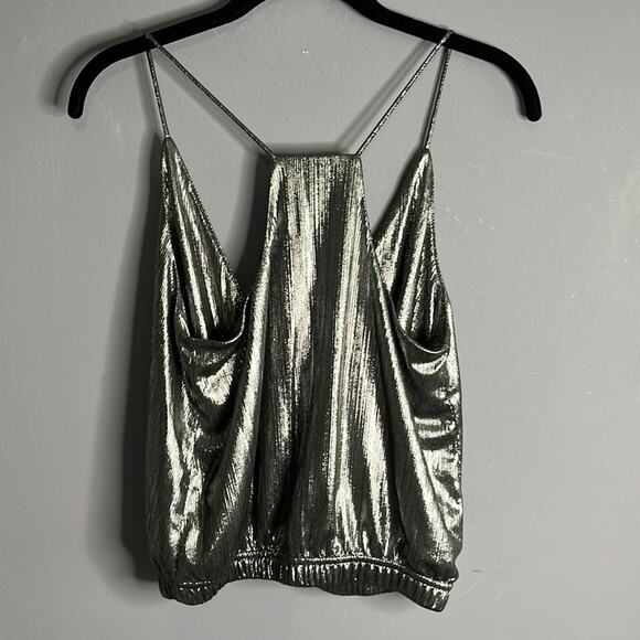 By the Way Silver Metallic Halter Strappy Wrap Style Top Size XS - Picture 4 of 6